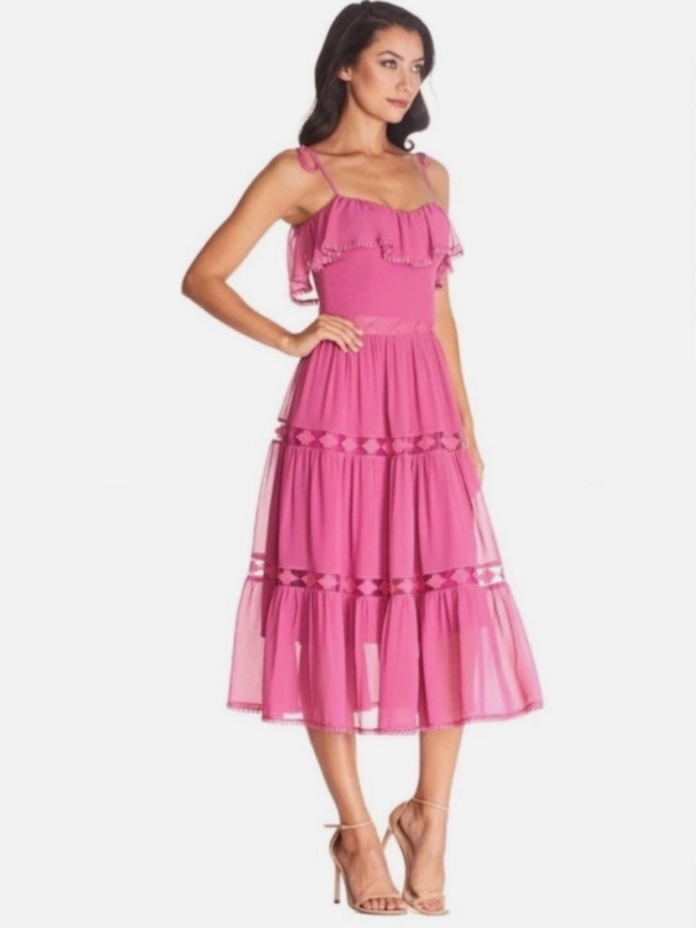 Dress The Population Dream Dress Hibiscus Tie Shoulder
Flow Midi Ruffle